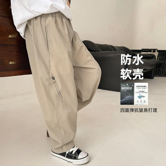 GJ25082725男童軟殼休閒褲三防長褲2025年兒童韓版童裝新款工裝褲子秋裝