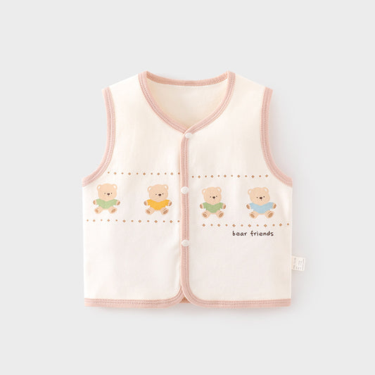 GJ25102114嬰兒護肚背心秋冬季寶寶雙層馬甲兒童坎肩馬夾新生兒純棉保暖上衣