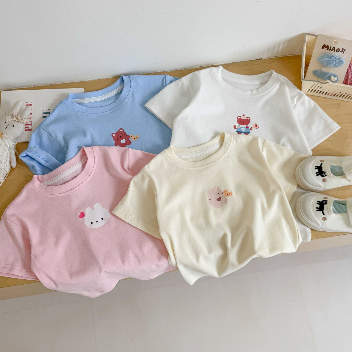 CA25052121童裝 寶寶短袖t恤女卡通寬鬆夏季新款兒童時尚上衣印花純棉潮