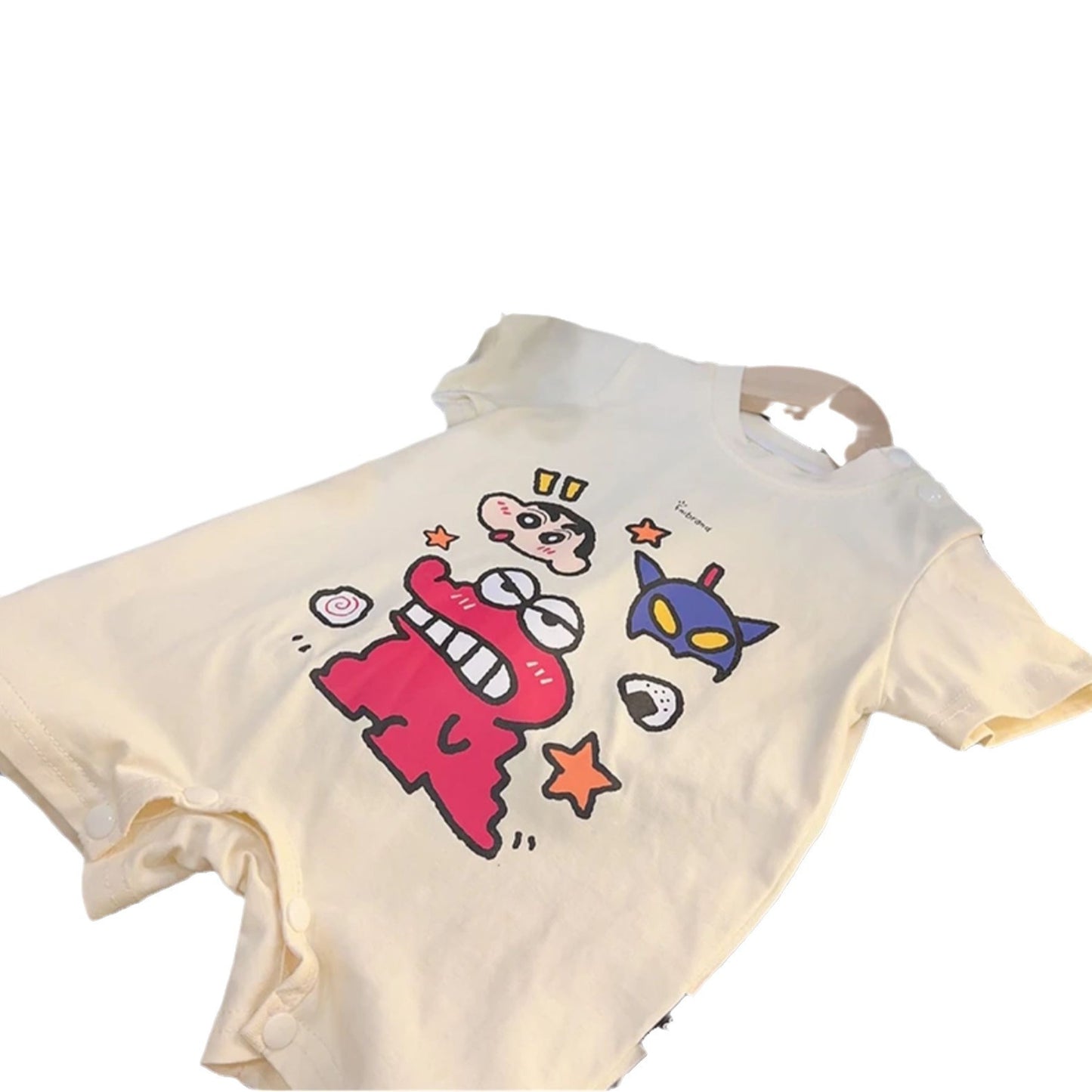 L24071411襯衫親子裝夏裝T母女母子卡通短袖t恤寶寶爬服一家四口裝潮