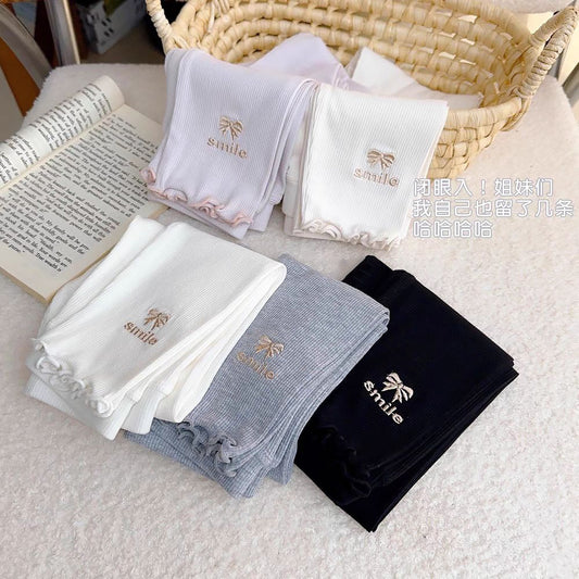 Z25030911女童緊身褲冰絲薄款夏季新款韓版洋氣兒童寶寶百搭糖果色九分褲子