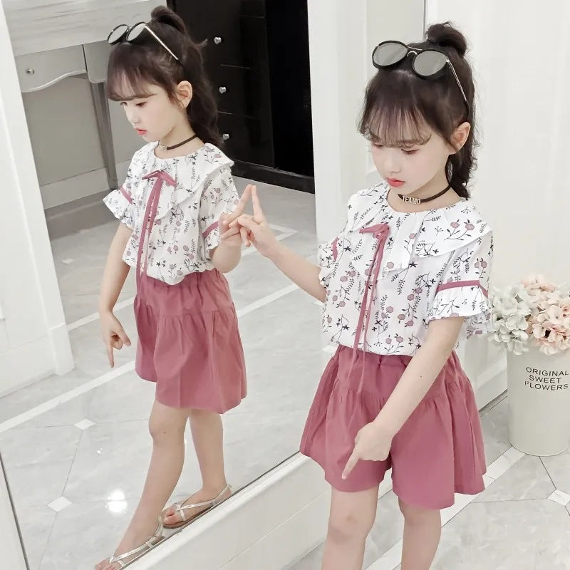 FA23072008女童夏季套裝2023新款兒童短袖夏裝中大童兩件套小女孩網紅款