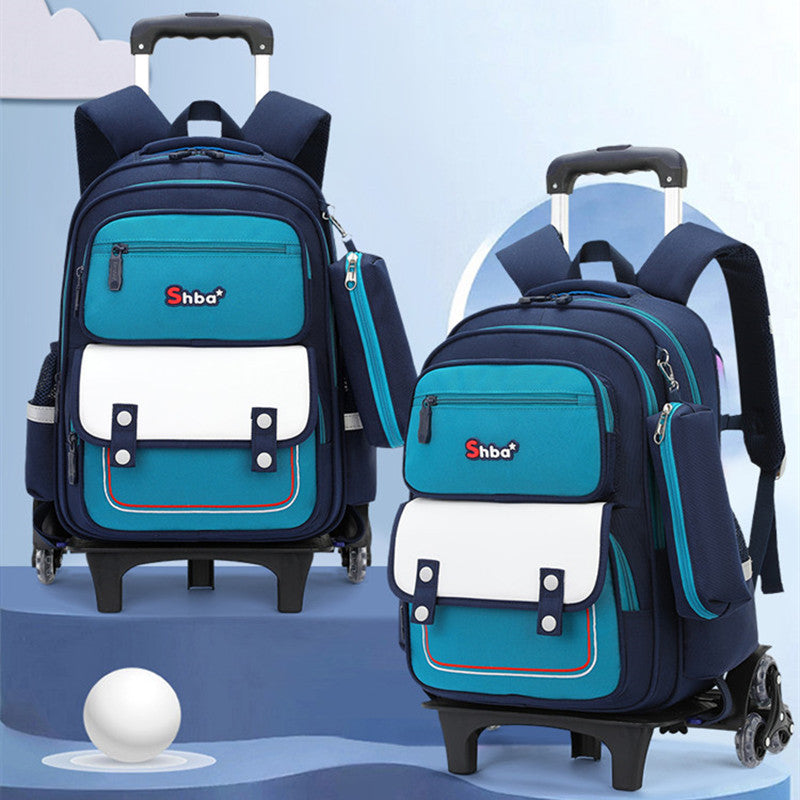 Z25022310亞馬遜跨境新品兒童拉桿書包小學生男女生爬樓梯六輪防水護脊減負