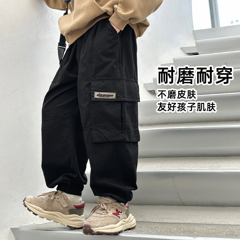 FF24102508童裝2024秋冬保暖兒童褲子大口袋男童加絨工裝褲(9-12天到貨)