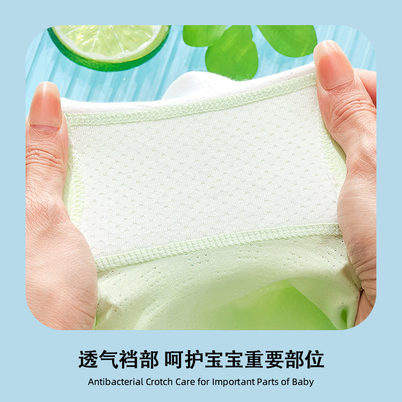 Z25040122女童內褲兒童a類冰絲網眼涼感適氣女生女孩寶寶夏日薄款平角褲