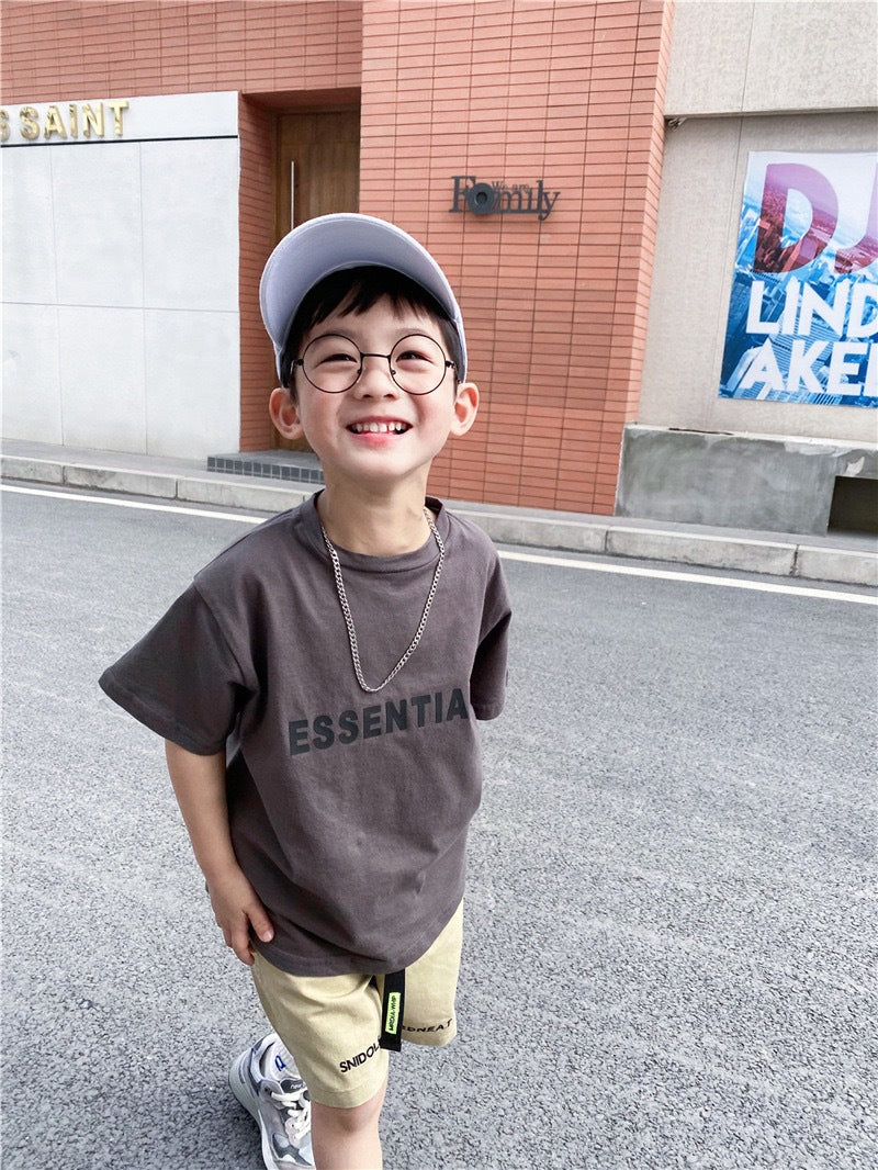 CA23072726春夏新款韓版中小兒童潮款棉質超軟男童寬鬆短袖字母圓領t恤