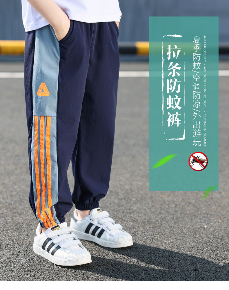 FB24070104男童夏裝褲子防蚊褲2023=4 新款兒童薄款夏季款中大童夏裝款運動速乾褲