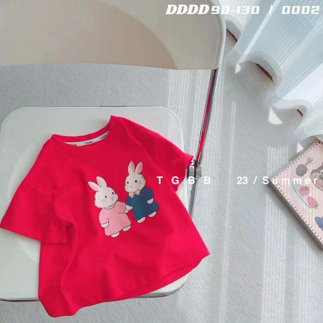CA23072716夏季新款兒童短袖t卹棉男女童上衣百搭打底衫寶寶服裝批發潮