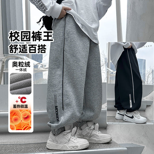 FF24102509童裝2024新款兒童褲子中大童運動褲加絨男童衛褲批發兒童褲子大口袋男童加絨工裝褲(9-12天到貨)