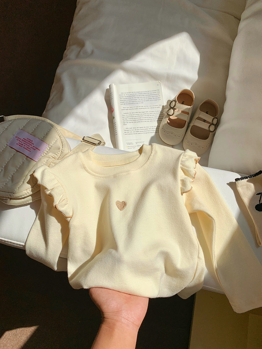 J23113002秋季假兩件兒童拼色T恤條紋袖口韓版女童長袖打底衫長袖T恤