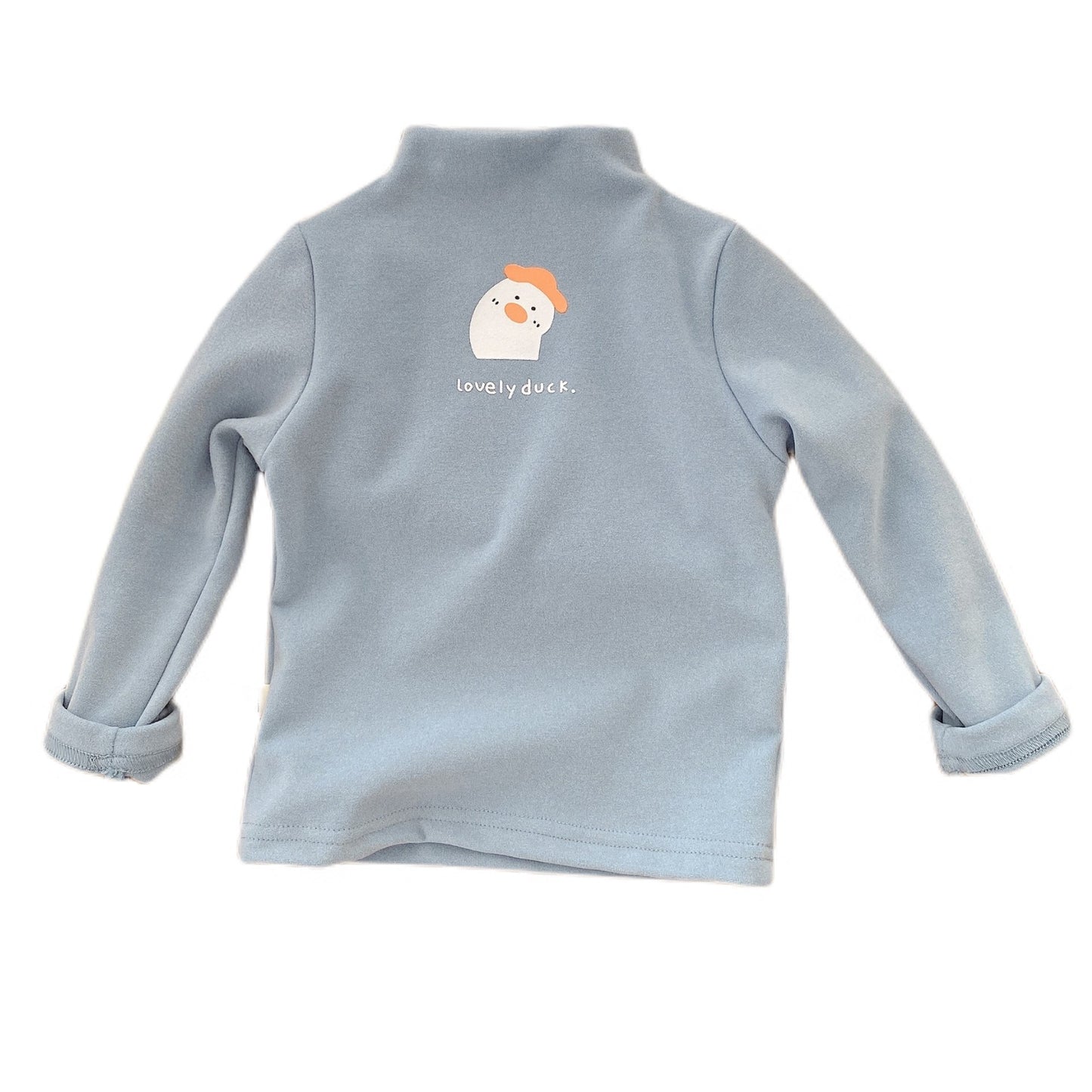 CA24121809兒童保暖德絨打底衫秋冬季裝男女寶寶純色T卹半高領長袖上衣