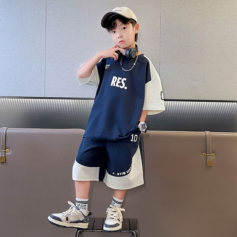 🎈精品童裝🎈FH25062704男童夏裝套裝大兒童裝夏季短袖T恤短褲運動服洋氣時髦潮