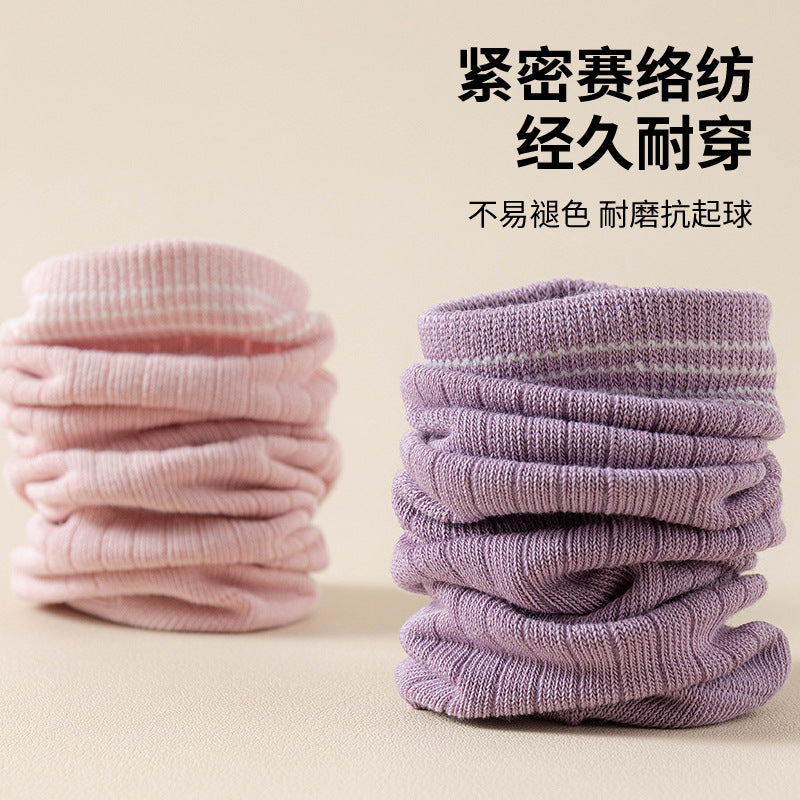 GI25073102純色女童襪子 秋冬新中筒襪 女童青少年學生棉襪 防臭針織衫 中大童襪