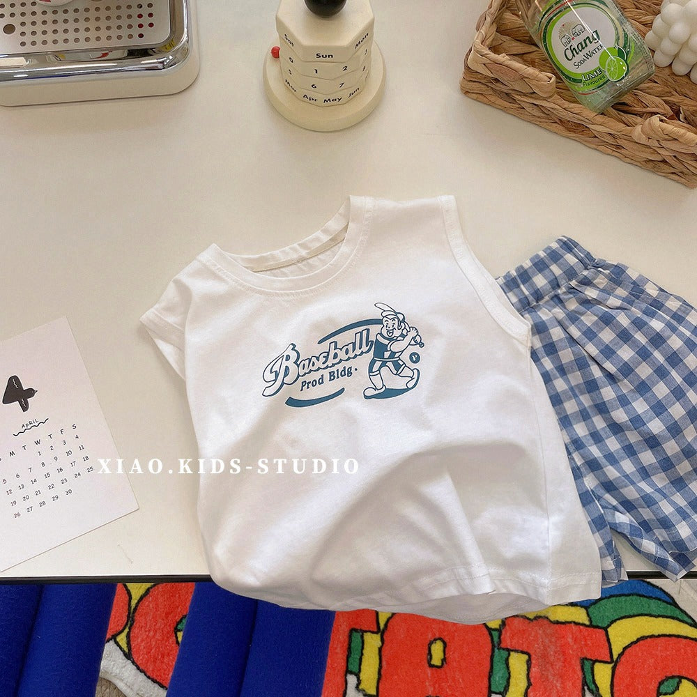 CA25052109炒雞好搭~夏日兒童背心無袖t恤男童純棉寬鬆寶寶薄款圓領套頭童裝