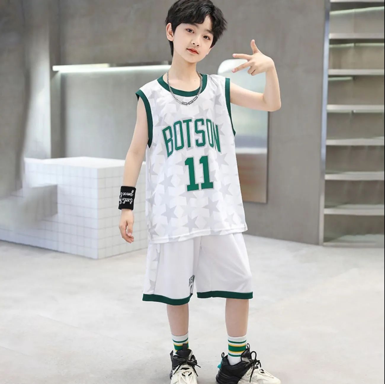 FB23072005男童夏裝套裝籃球服-新款夏季無袖透氣速乾兒童夏款運動兩件套