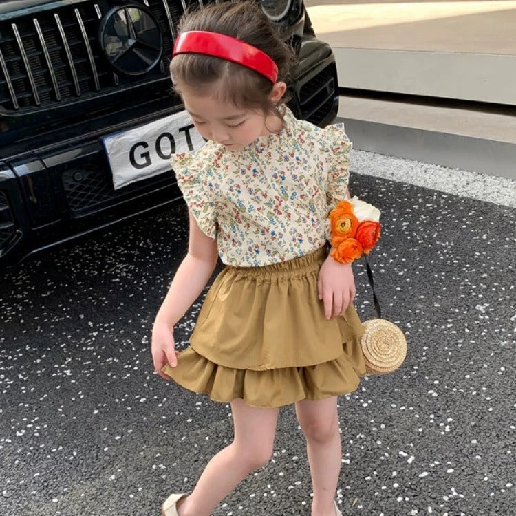 A25072312女童套裝夏季兒童夏裝女寶寶洋氣薄款時髦兒童裙子兩件套