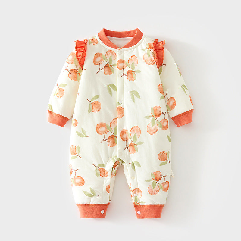 GJ25102125嬰兒40克加棉連身衣寶寶夾棉秋冬無骨哈衣薄棉加厚對開爬服兒童