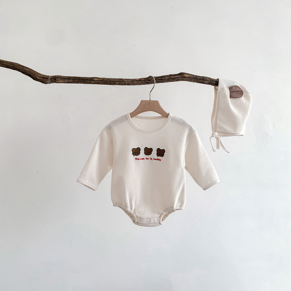G23082424嬰兒衣服2023男女寶寶超萌卡通爬服可愛長袖哈衣兩件套帶帽連體衣