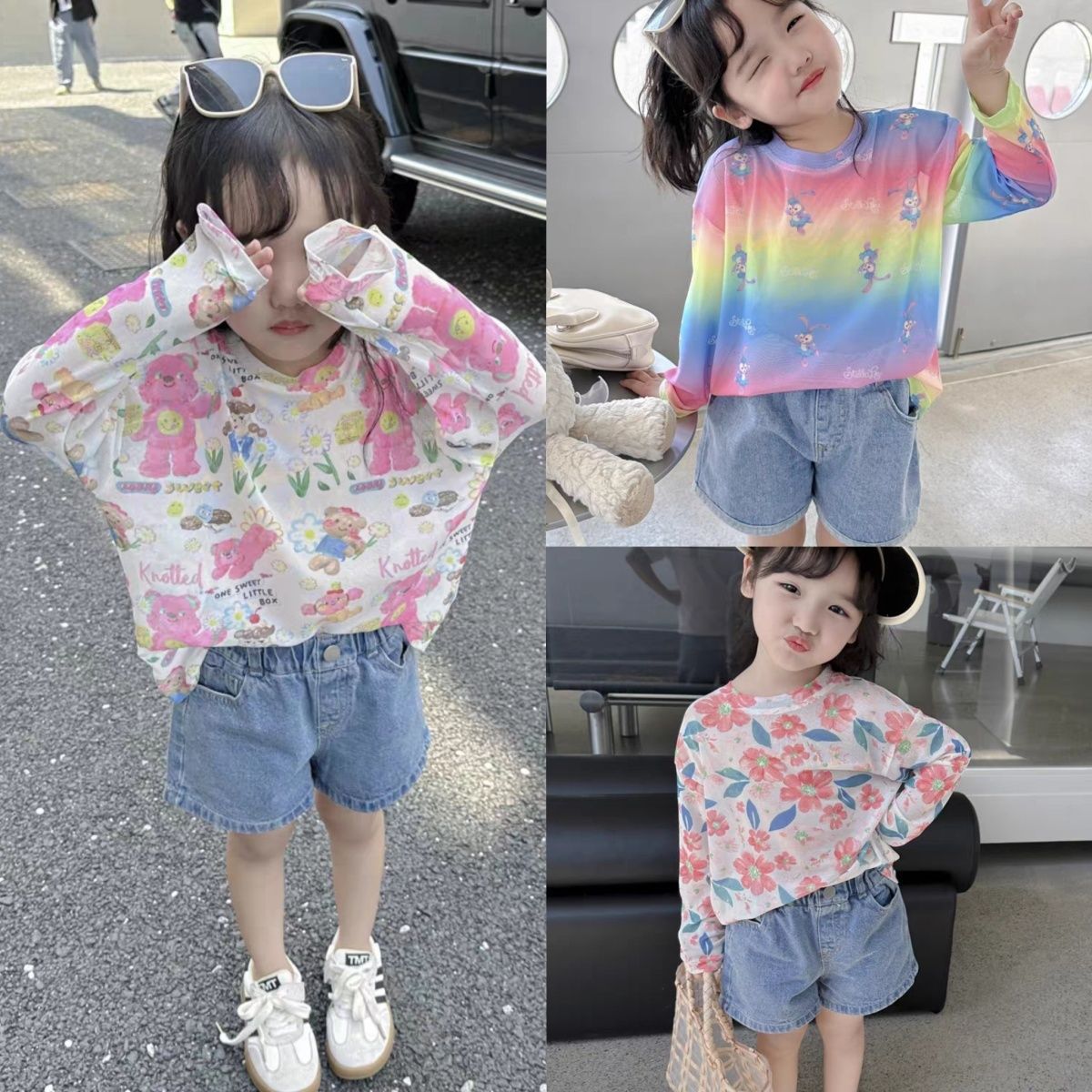 Z25030909女童夏季防曬T恤女寶寶洋氣時髦外穿打底衫兒童防曬衣潮