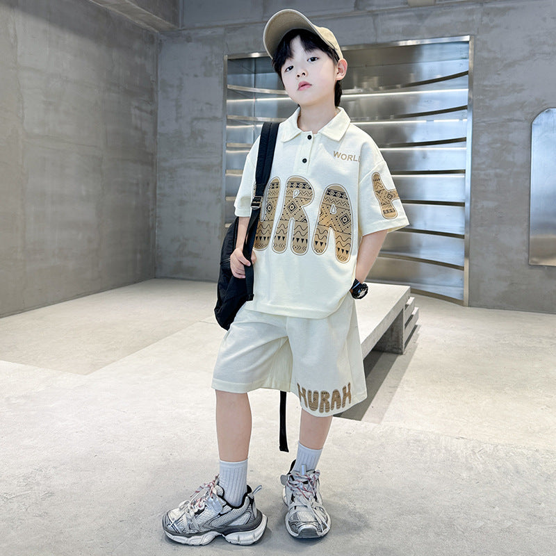 🎈精品童裝🎈FH25062708男童夏季潮牌POLO衫套裝2025新款中大兒童裝男孩洋氣時髦學生衣服