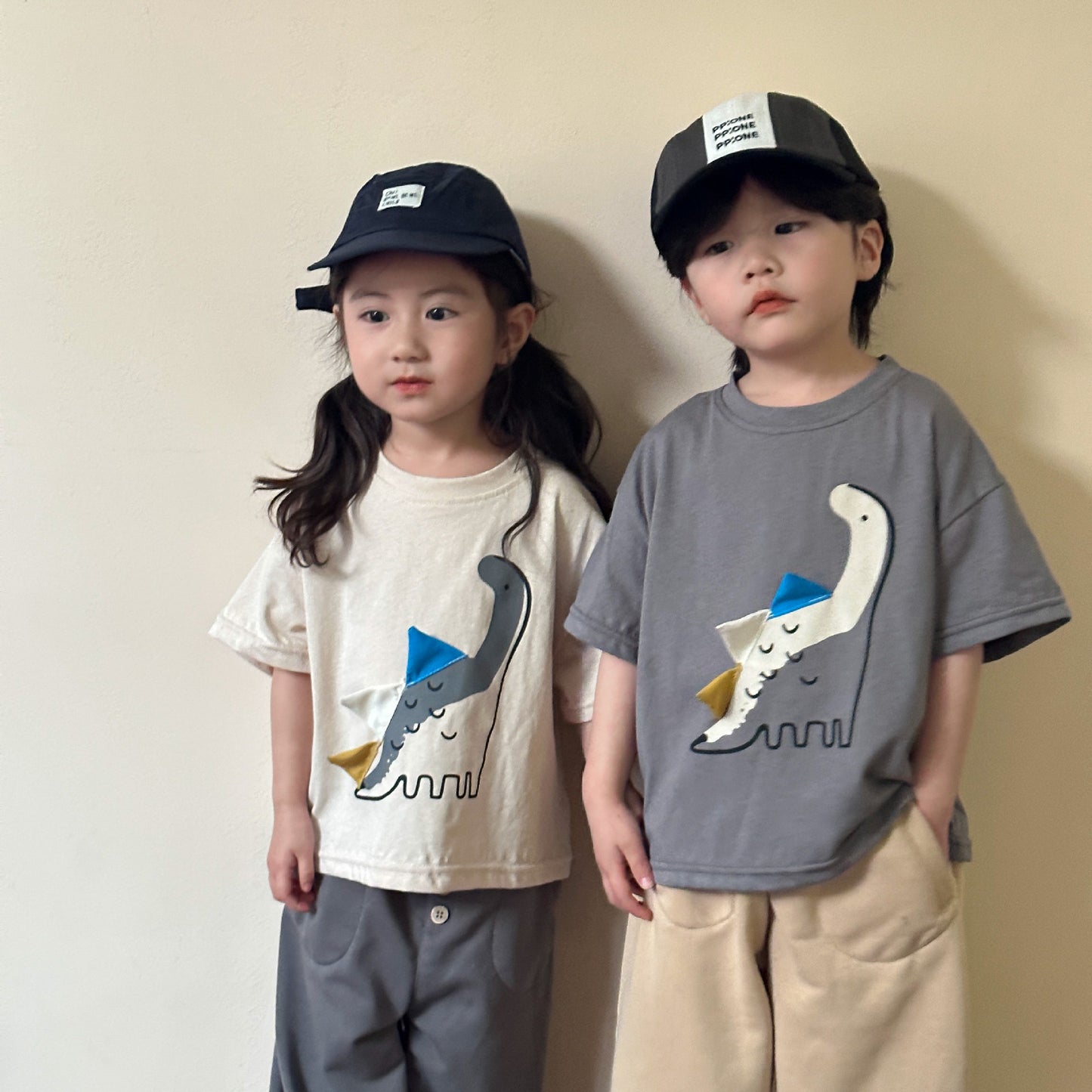 Z25020921兒童短袖t卹女童純棉夏日洋氣2025新款寬鬆男童夏裝寶寶半袖上衣
