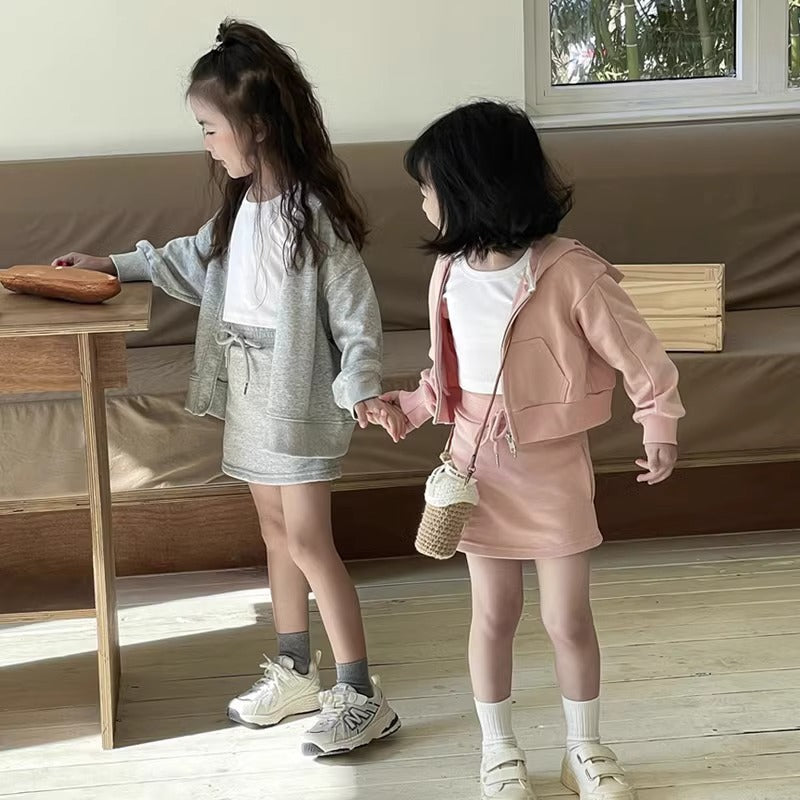 Z25033114女童半身裙春秋韓版女孩洋氣包臀裙褲大童純色A字裙夏裝兒童短裙