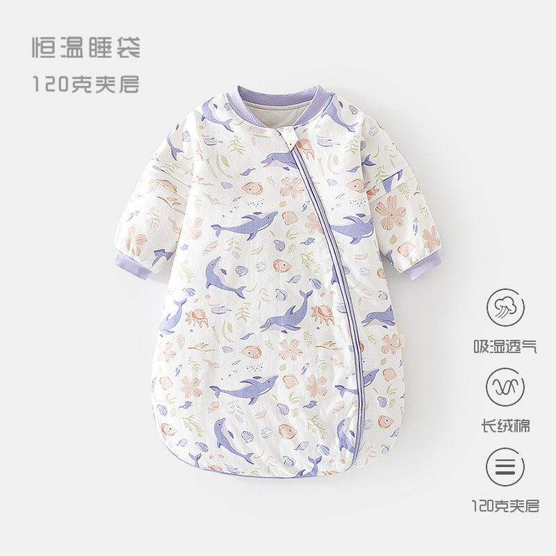 GJ25102120嬰兒恆溫睡袋春秋夾棉寶寶U型60克睡衣新生兒式多功能防踢被
