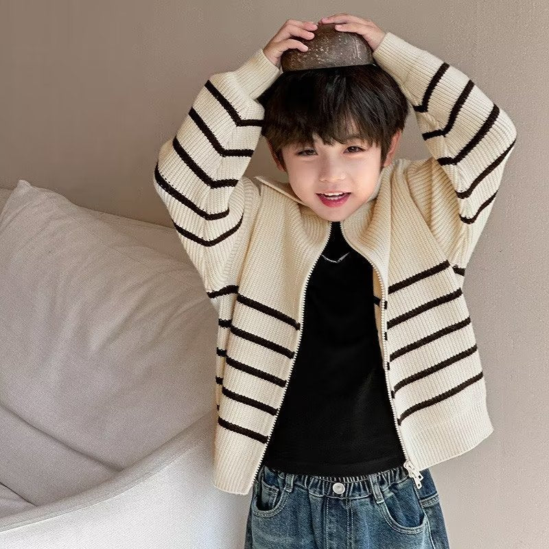 FD24010418童裝男童開衫毛衣秋冬款2023新款兒童秋冬季男孩針織衫中大童外套