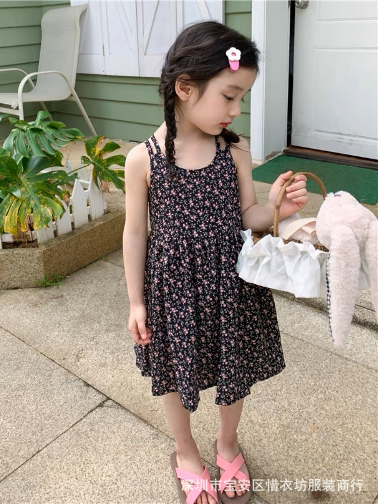 23053002女童夏裝網紅碎花連衣裙