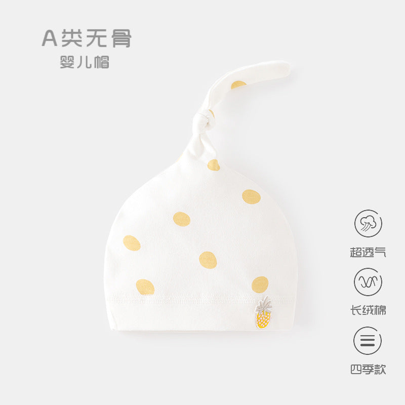 GJ25102113新生嬰兒帽子秋冬胎帽初生寶寶春秋護鹵門帽0-6個月波點純棉帽