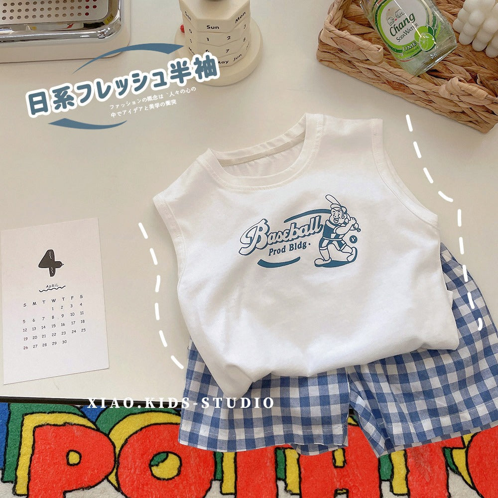 CA25052109炒雞好搭~夏日兒童背心無袖t恤男童純棉寬鬆寶寶薄款圓領套頭童裝