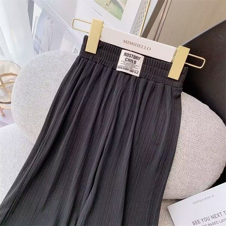 Z25030912女童闊腿褲洋氣夏季薄款女孩冰絲垂垂褲中大童時髦直筒褲子女寶寶