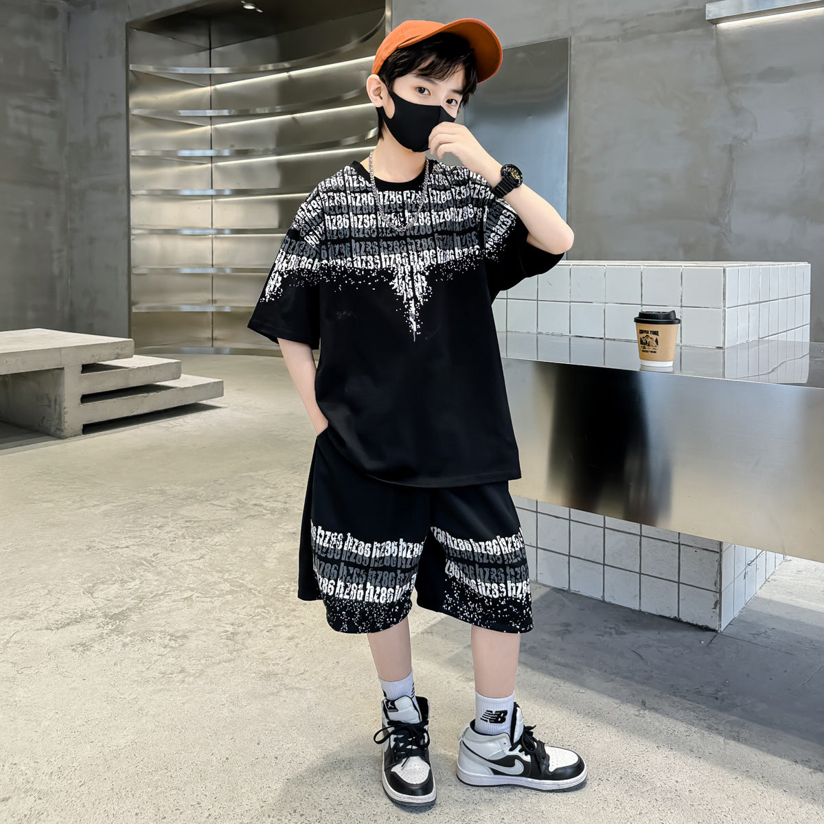 🎈精品童裝🎈FH25062702童裝兒童夏季痞帥短袖T卹套裝中大童夏天薄款兩件套夏裝