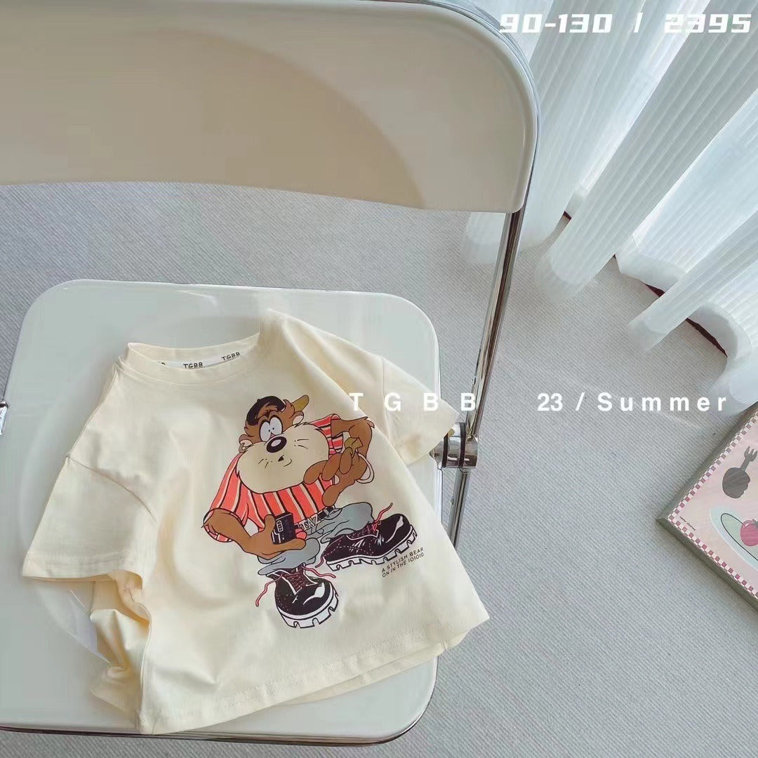 CA23072716夏季新款兒童短袖t卹棉男女童上衣百搭打底衫寶寶服裝批發潮