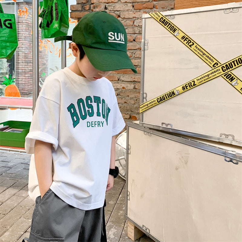 Z25030402童裝男童夏裝短袖T恤夏天棉質兒童男孩夏季潮服大童帥氣酷帥時髦