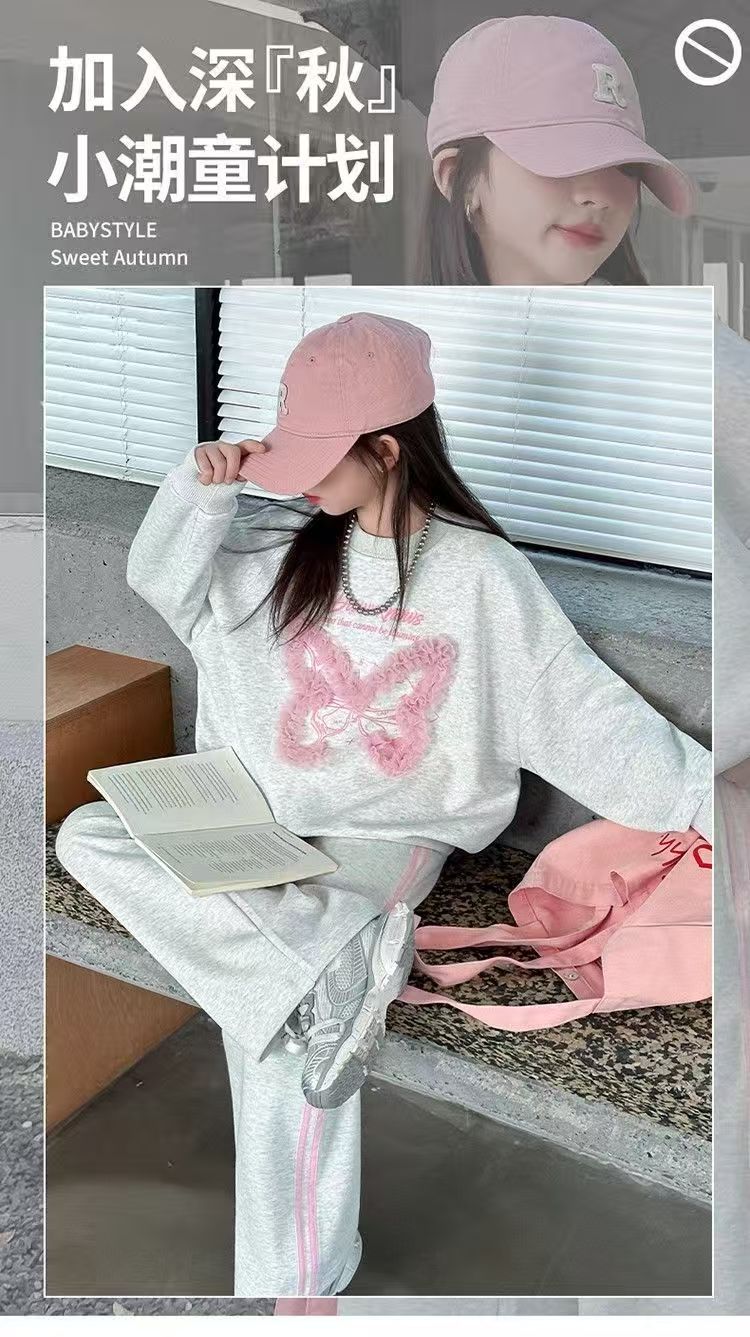 FG25112013女童卫衣套装春秋新款中大童时尚洋气阔腿卫裤儿童休闲两件套