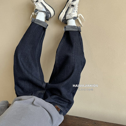 GJ25082701男童牛仔裤秋装裤子2025春秋新款韩版男孩直筒长裤中大童装
