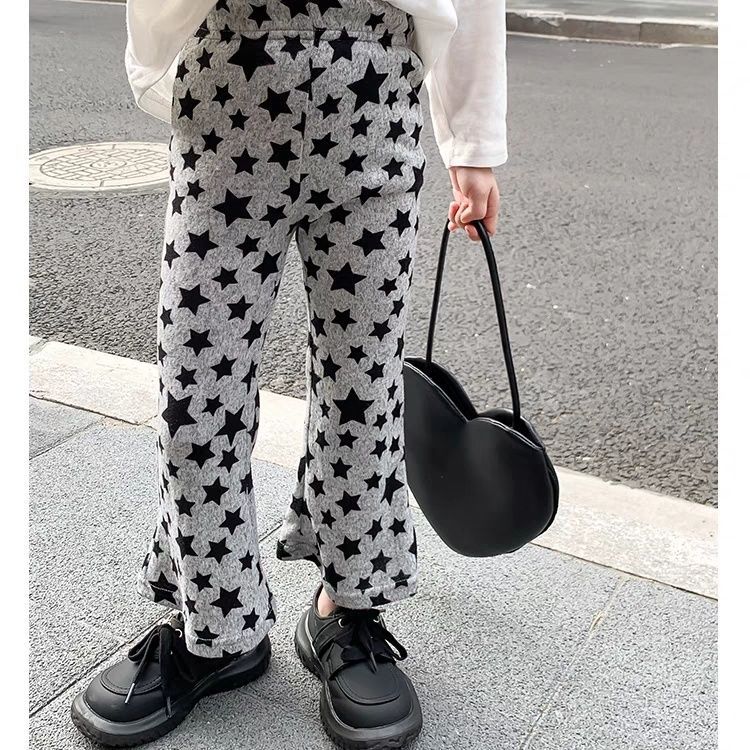 Z25030914女寶寶時尚卡通喇叭褲夏季冰絲薄款女童洋氣百搭休閒褲子批發