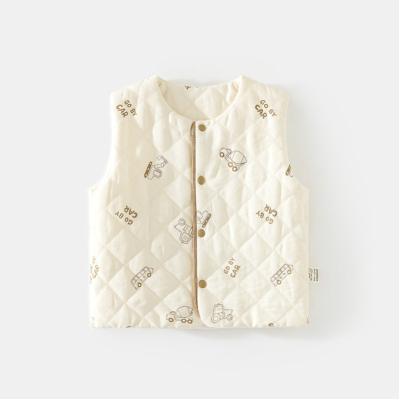 GJ25102121嬰兒夾棉馬甲護肚背心秋季冬季寶寶120克兒童坎肩馬夾棉棉保暖上衣