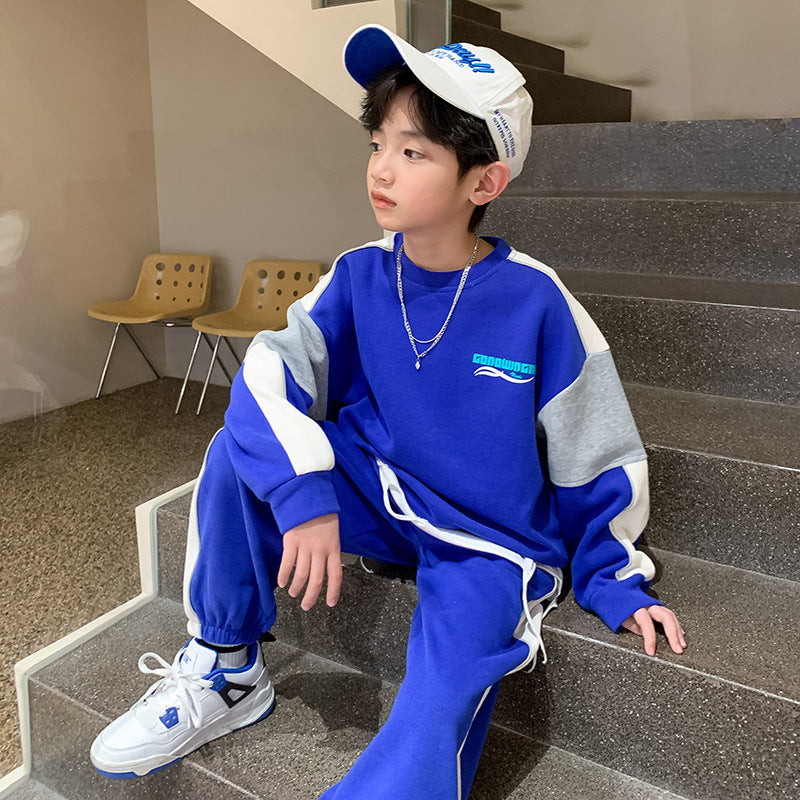 FC23120715男童春裝套裝兩件式2023新款春季秋季兒童帥氣衛衣運動服春秋款潮衣(9-12天到貨)