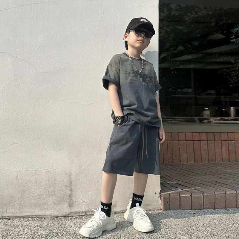 🎈精品童裝🎈FH25062713夏季套裝年新款男孩酷帥衣服中大童夏款潮牌兒童兩件套批發