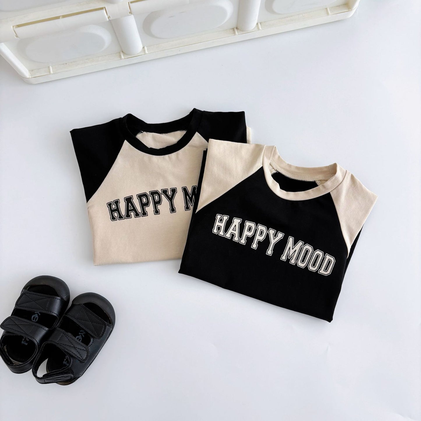 G25051420 ins嬰兒衣服韓版男寶寶短袖拼接款圓領連身衣爬服新生兒薄版哈衣