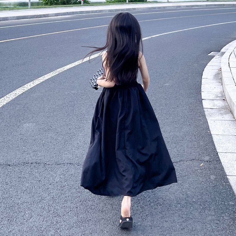 Z25033105女童洋裝莫代爾夏季兒童小黑裙休閒長裙女大童洋氣無袖背心裙