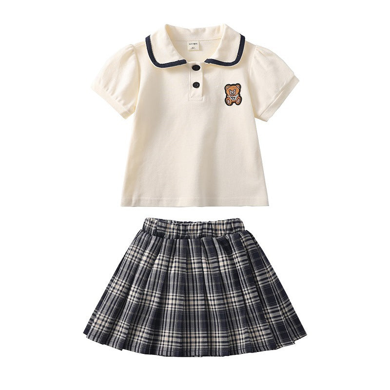 C23042504女童學院風連衣裙兒童2023新款夏季韓版polo衫裙