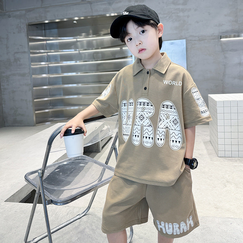 🎈精品童裝🎈FH25062708男童夏季潮牌POLO衫套裝2025新款中大兒童裝男孩洋氣時髦學生衣服