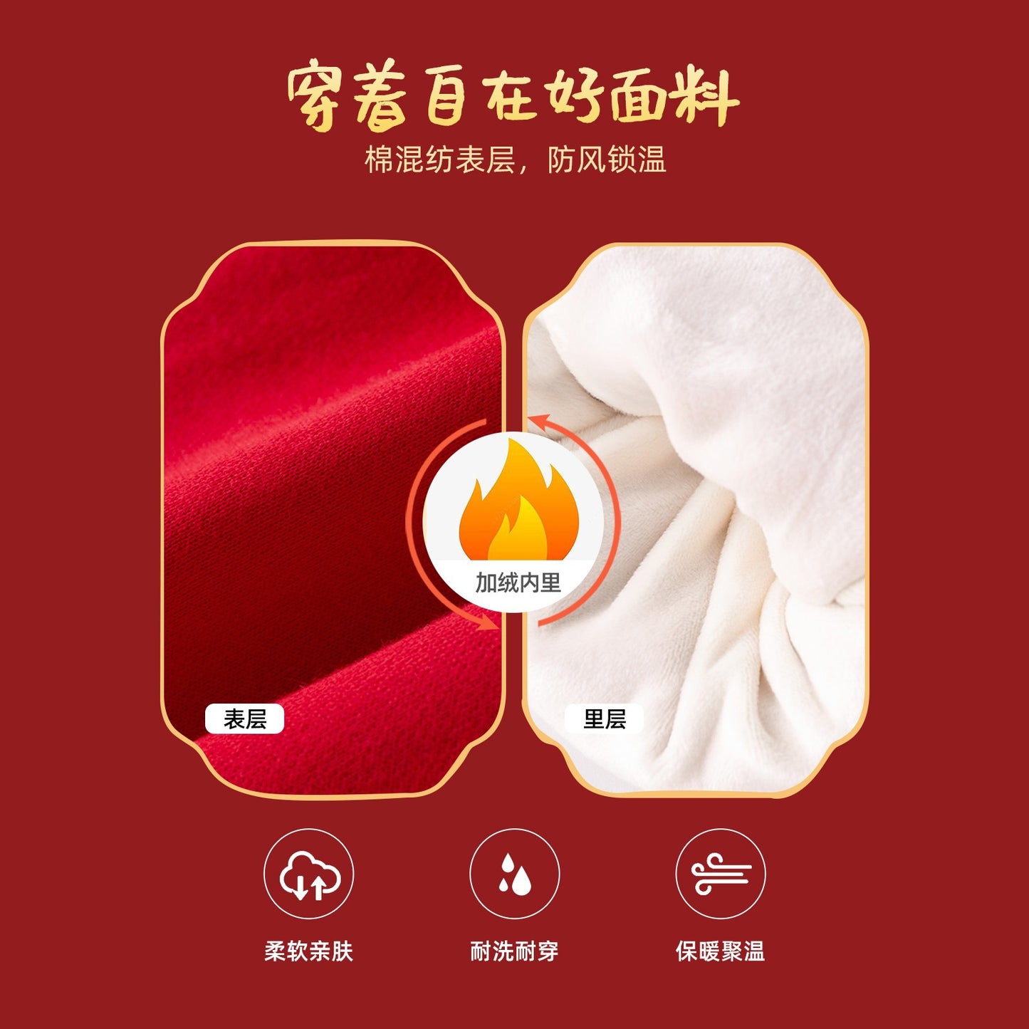 CA24011810兒童保暖褲子龍年拜年服男童加絨衛褲2023秋冬新款棉褲女童加厚褲