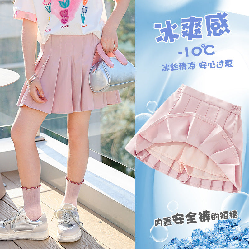 Z25033116女童短裙夏季韓版洋氣女大童百褶裙夏裝兒童學院風裙子