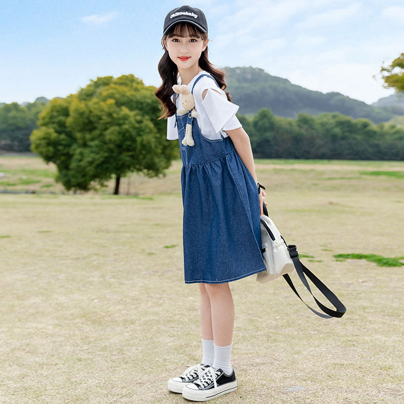 FE24070102夏季中大童短袖工裝褲套裝運動風雙色可選套頭衫兩件套批發(9-12天到貨)