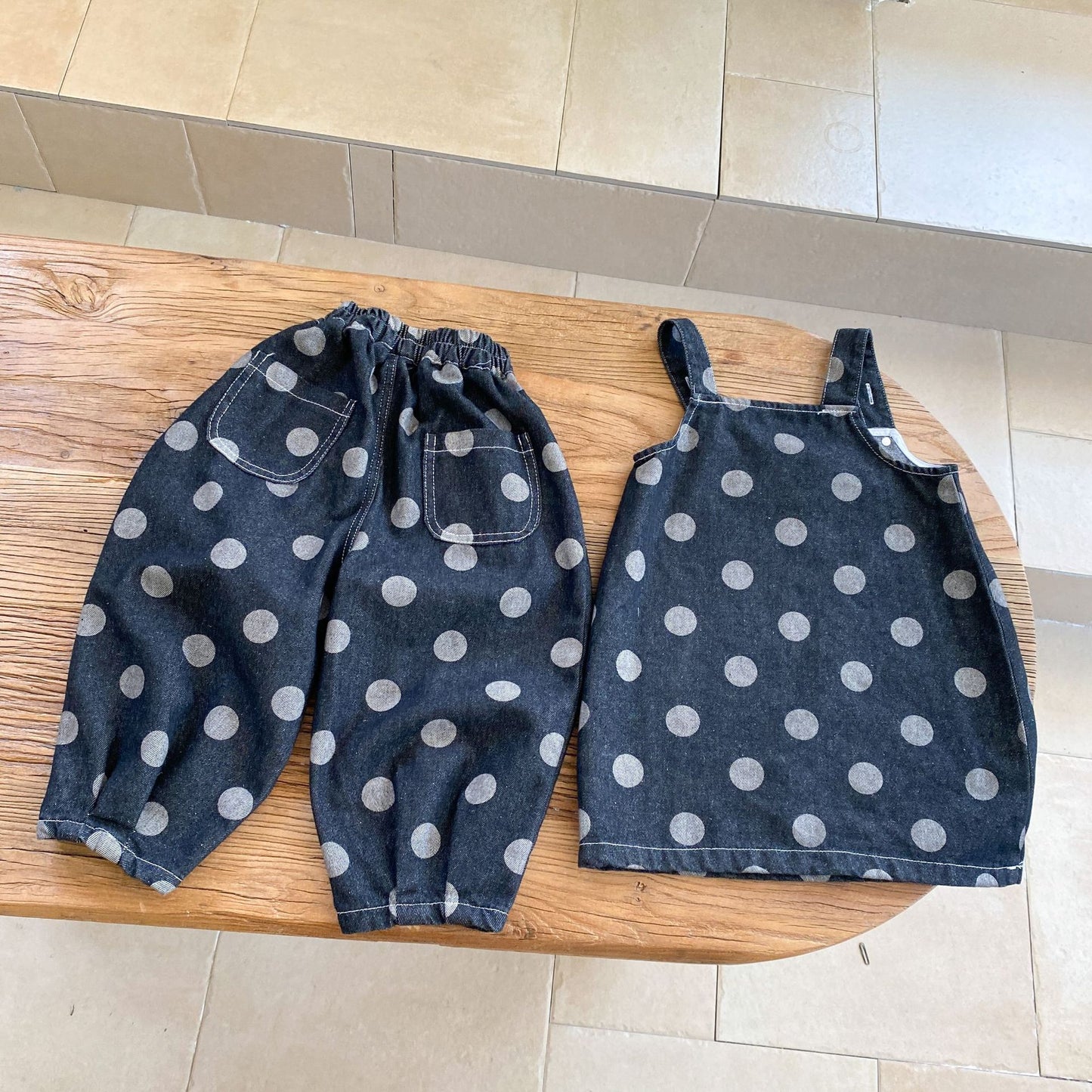 Z25020913男童搭子休閒兒童秋裝2025新款春秋季寶寶波點女童背帶