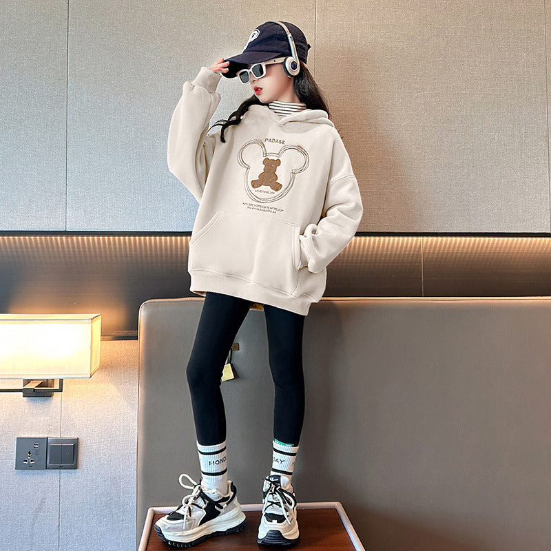 FC23120707女童衛衣2023新款洋氣童裝春季連帽兒童套裝大童衣服春秋款兩件套(9-12天到貨)